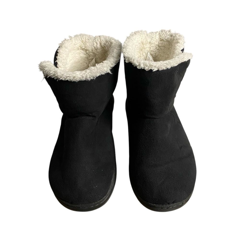 Dearfoams Women's Black Faux Fur Lined Booties